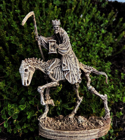 Triumph of Death: Grim Reaper on Skeletal Horse Statue, Hand Painted Resin Figurine, Horror Art |Gift for Gothic and Dark Fantasy Collectors