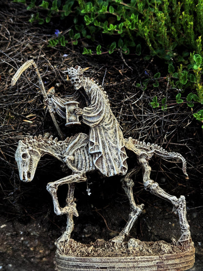 Triumph of Death: Grim Reaper on Skeletal Horse Statue, Hand Painted Resin Figurine, Horror Art |Gift for Gothic and Dark Fantasy Collectors