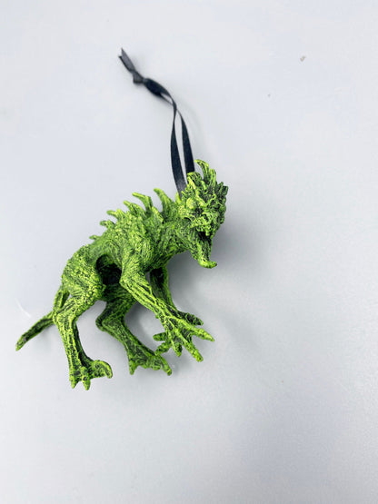 Chupacabra Ornament, Hand Painted Resin Sculpture |Cryptozoology Creature Figurine |Urban Legend Chupacabra Monster, Horror Ornament