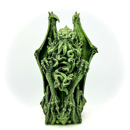 Cthulhu Enthroned Statue, Hand Painted Resin Sculpture | Cthulhu Mythos Monster Figurine | Lovecraftian Horror Decor and Gamer Gift