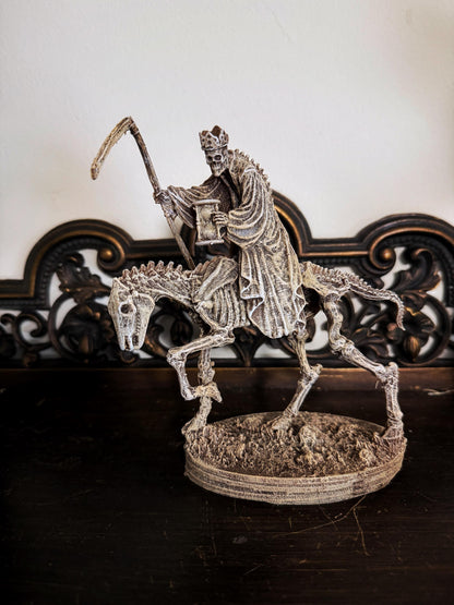 Triumph of Death: Grim Reaper on Skeletal Horse Statue, Hand Painted Resin Figurine, Horror Art |Gift for Gothic and Dark Fantasy Collectors
