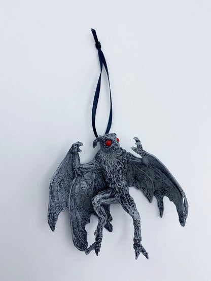 Mothman Ornament, Hand Painted Resin Sculpture | Cryptozoology Creature Figurine | Urban Legend Moth Man Monster Ornament, Horror Art Decor