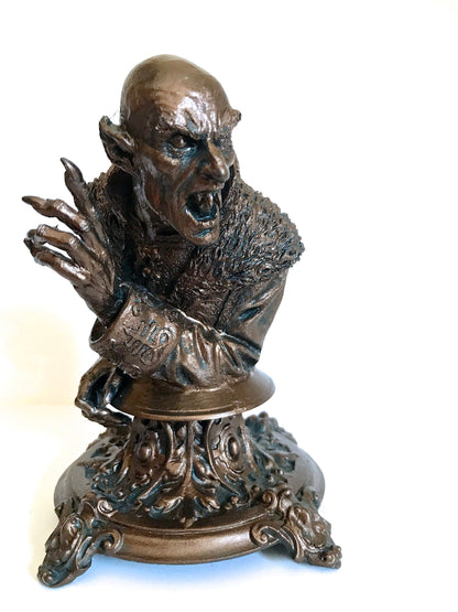 Dracula: Nosferatu Bust,Resin Sculpture | Legendary Vampire Figurine | Victorian Gothic Undead Creature| Dark Art Gift and Spooky Home Decor