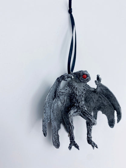 Mothman Ornament, Hand Painted Resin Sculpture | Cryptozoology Creature Figurine | Urban Legend Moth Man Monster Ornament, Horror Art Decor