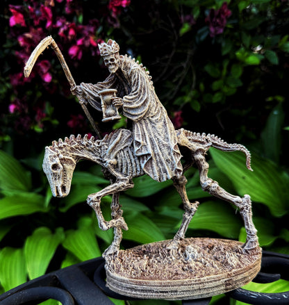 Triumph of Death: Grim Reaper on Skeletal Horse Statue, Hand Painted Resin Figurine, Horror Art |Gift for Gothic and Dark Fantasy Collectors
