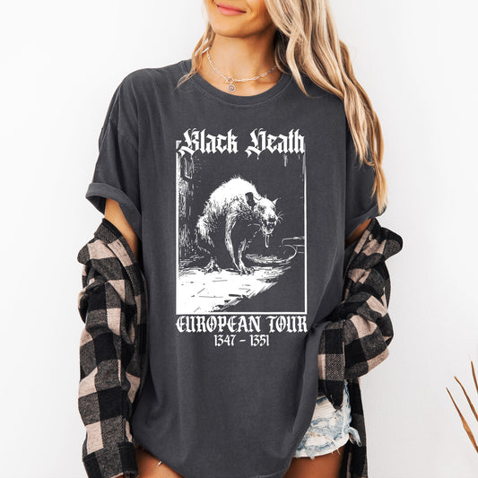 Black Death, European Tour, Rat, Goth, Halloween, Funny, Spooky Shirt Comfort Colors T-Shirt