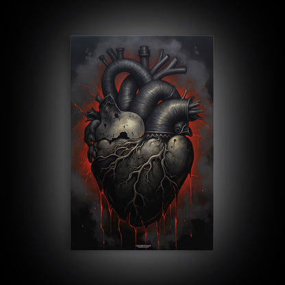 The Dark Heart, Macabre Decor, Halloween Poster Art / Framed Canvas Print, Goth Decor, Goth Art, Black Heart