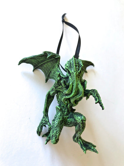 H.P. Lovecraft’s Cthulhu Ornament, Hand Painted Sculpture | Cthulhu Mythos Monster Figurine | Lovecraftian Horror Ornament and Gamer Gift