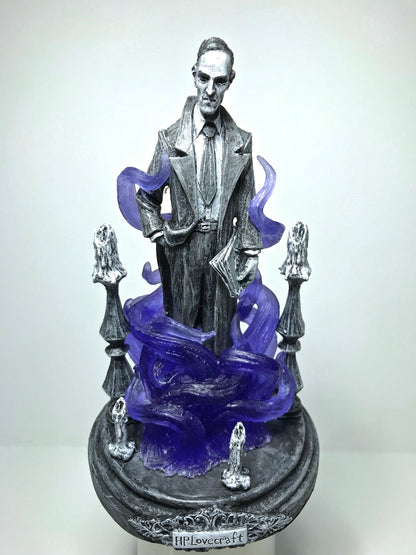 H.P. Lovecraft Statue, designed with Abigail Larson, Purple Tentacles