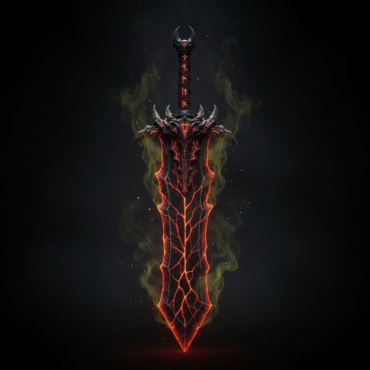 Demon-forged hellfire dagger with obsidian blade and glowing crimson veins